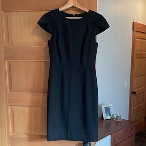 J. Crew Black Wool Suiting Dress with Tulip Sleeves